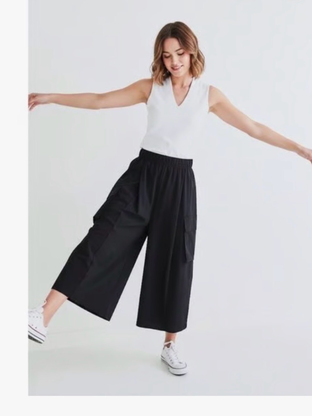 RUTI Cargo Pants Skirt Black Wide-Leg L / XL
